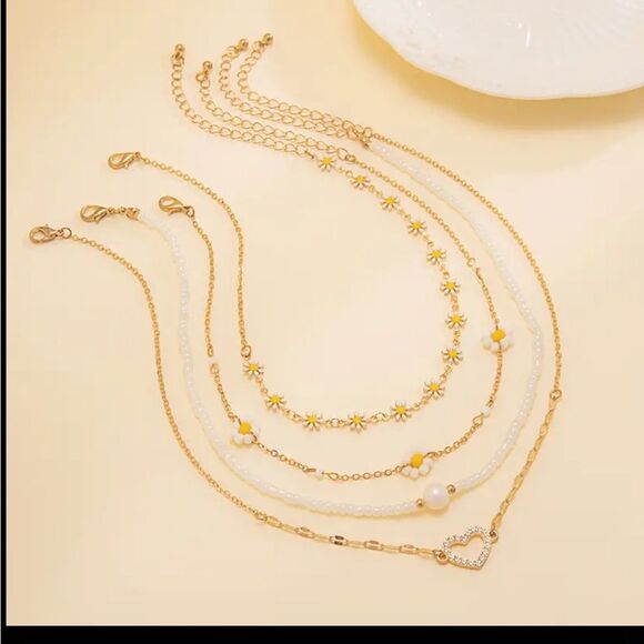 Boho Beaded Multilayered Gold Necklace - Picture 4 of 5